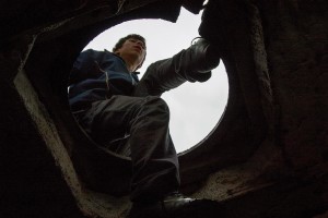 Costel introduce himself in the sewer where he lives in Bucharest, Romania on November 6, 2011. During the winter hundreds of persons, sleep in the basement of the city to find heat. 