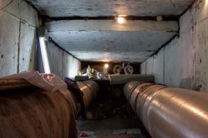 The interior of a sewer in Bucharest, Romania on November 6, 2011. During the winter hundreds of persons, sleep in the basement of the city to find heat. 