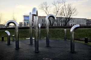 An audio installation of  the Polish artist Elzbieta Wierzbicka in the center of Warsaw on February 13, 2014.