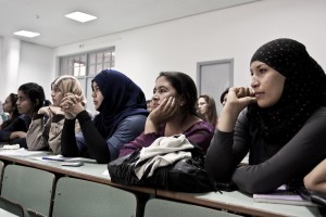 Students follow a lesson at University “La Monouba” in Tunis on October 17, 2012.