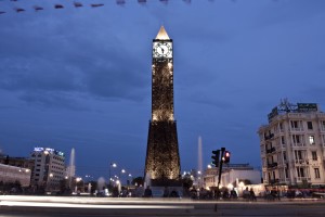 The clock of January 14 square became the symbol of the city after the revolutionary movements of January 2011 in Tunis on October 21, 2012.