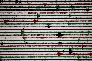 Monitor inside INGV (National Institute Geophysics and Volcanology) Osservatorio Vesuviano department which constantly monitors volcanic activity of mount Vesuvius, Campi Flegrei, Ischia island and Stromboli island in Naples, Italy on March 19, 2014.  