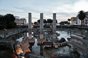 A general view of Serapis Temple (Macellum), who represented for several centuries the most valuable and precise metric index to measure the phenomenon of bradyseism (the periodic lowering or raising of the ground level) in Pozzuoli, Italy on September 13, 2013.