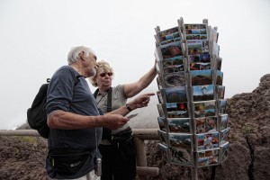 Tourists visit Vesuvius volcano in Naples, Italy on September 9, 2013. 