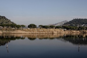 A picture of Lucrino lake, originated by damming in Pozzuoli, Italy on January 13, 2014. The Lucrino lake owes its origin to the interaction that is developed over time with the sea (lagoon origin). Today the lake has very limited extention and this is likely attributed to the morphological change of the area occurred as a result of Mount Nuovo eruption in 1538. 