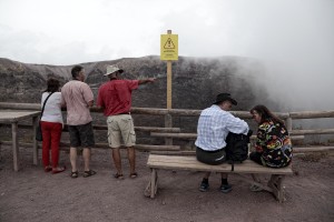 Tourists visit Vesuvius volcano in Naples, Italy on September 9, 2013.