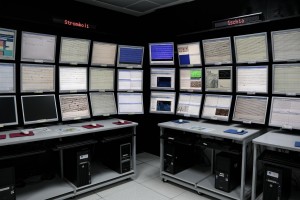 Monitoring room of INGV (National Institute Geophysics and Volcanology) Osservatorio Vesuviano department which constantly monitors volcanic activity of mount Vesuvius, Campi Flegrei, Ischia island and Stromboli island in Naples, Italy on March 19, 2014.  