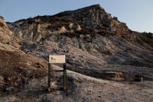 A general view of Solfatara volcano from which emerge fumaroles in Pozzuoli, Italy on September 2, 2013. Fumaroles are volcanic steam releases that contain sulfur causing a malodour similar to addle eggs.  