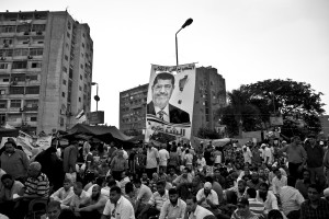 July 12, 2013 – Cairo, Egypt: Supporters of former President Mohammed Morsi demonstrate in Raba square against the military coup and ask the reinstatement of Morsi. 