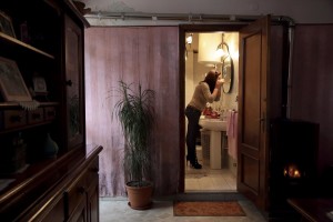 Marina puts makeup before going out in Rufoli on February 27, 2015. Marina Rinaldi is the first ex trans in the world to coach a soccer team.