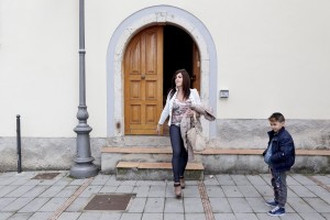 Marina and Simone, the son of Antonio Ragone, second coach of San Michele Rufoli football team in Rufoli, south Italy on March 1, 2015. Marina Rinaldi is the first ex trans in the world to coach a soccer team.