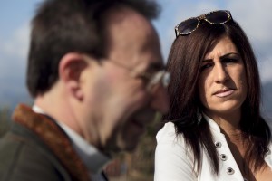 Marina and the parson Michele Alfano before the championship match against Pro Casolla in Rufoli, south Italy, on March 1, 2015. Marina Rinaldi is the first ex trans in the world to coach a soccer team.