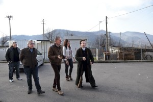From left, Antonio Ragone second coach of San Michele Rufoli football team, Francesco Paletta secretary of Ogliarese team, Alfonso Galdi president of Ogliarese team, Marina Rinaldi coach of San Michele Rufoli football team and the parson Michele Alfano in Rufoli, south Italy, on March 1, 2015. Marina Rinaldi is the first ex trans in the world to coach a soccer team.