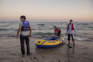 A group of Pakistani migrants arrive on the beach in a dinghy at dawn after making their way from Turkey in Kos island, Greece on June 15, 2015. Many migrants are continuing to arrive on the Greek Island of Kos from Turkey. The Island has recently seen a drop in tourist numbers which has been attributed to negative reports on the migrant crisis that is continuing to grip the area. Around 30,000 migrants have entered Greece so far in 2015, with the country calling for more help from its European Union counterparts.