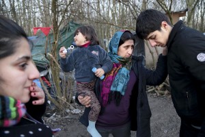 January 30, 2016 – Grande-Synthe, France: An Iraqi family is seen inside the refugee camp of Grande-Synthe near Dunkirk, northern France, known as “The Jungle 2″. Around 3,000 refugees and migrants of Kurdish descent from Iraq and Syria live in the camp.