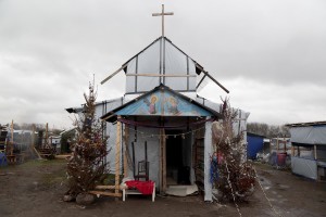 January 27, 2016 – Calais, France: An Evangelist church inside the migrants camp of Calais, known as “The Jungle”. While migrants have for years sought to cross over to Britain from Calais, the numbers have shot up since the refugee crisis went into overdrive last year.