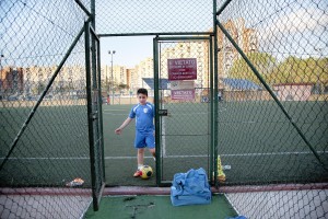 April 14, 2016 – Naples, Italy: A child after a workout at Arci Scampia soccer school in Scampia district. The Football School is a non-profit company born in 1986 that since its establishment has always been sensitive to social problems of Scampia neighbourhood, acting as a reference point to protect children at risk.