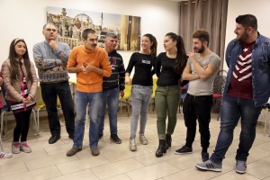 March 7, 2016 – Naples, Italy: A moment of theatrical workshop of Arrevuoto group at Chikù restaurant. Arrevuoto is a theater and pedagogy project created in 2005 by the will of the Teatro Stabile of Naples and operates between the suburbs and downtown of Naples. The project involves young people at risk and boys and girls from different social classes.