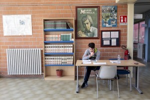 March 2, 2016 – Naples, Italy: A student is seen inside the municipal  public library “Domenico Severino” in Scampia.