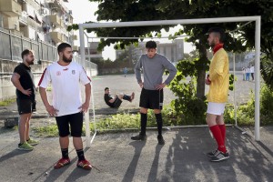 May 24, 2016 – Naples, Italy: Players of “Scampia rugby” are seen during a training session at the stadium made available by Regina Mundi church in Secondigliano district. “Scampia rugby” born in 2013 and today partecipates in the C2 regional championship.