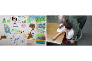 May 4, 2016 – Naples, Italy: The teacher Antonio Friullo during an after-school lesson organized by “NonUnodiMeno” association inside Santa Maria della Speranza church in Scampia. The aim of the association is to promote the integration of different ethnic groups, involving in educational activities both at-risk kids of the district and Roma children.