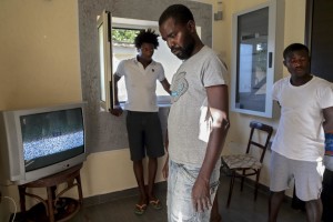 July 19, 2016 – Naples, Italy: Migrants watch television inside “Villa Chianese”, a C.A.S. (Extraordinary Reception Center) in Chiaiano, near Naples, southern Italy. CAS are imagined in order to compensate the lack of places inside ordinary reception center in case of substantial arrivals of migrants.