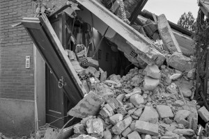 LAZIO, ITALY – AUGUST 24: Collapsed buildings are seen after a strong earthquake hit Amatrice on August 24, 2016. Italy was struck by a powerful, 6.2-magnitude earthquake in the night, which has killed at least 297 people and devastated dozens of houses in the Lazio village of Amatrice.