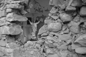 COSSITO, ITALY – AUGUST 28: A statue of the Madonna is seen inside a church damaged by earthquake in Cossito, in Italy on August 28, 2016. Italy was struck by a powerful, 6.2 magnitude earthquake in the night of August 24, 2016, which has killed about 297 people and devastated dozens of houses in the Lazio village of Amatrice, Pescara del Tronto and Accumoli.