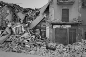 LAZIO, ITALY – AUGUST 24: Collapsed buildings are seen after a strong earthquake hit Amatrice on August 24, 2016. Italy was struck by a powerful, 6.2-magnitude earthquake in the night, which has killed at least 297 people and devastated dozens of houses in the Lazio village of Amatrice.
