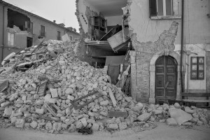 LAZIO, ITALY – AUGUST 24: Collapsed buildings are seen after a strong earthquake hit Amatrice on August 24, 2016. Italy was struck by a powerful, 6.2-magnitude earthquake in the night, which has killed at least 297 people and devastated dozens of houses in the Lazio village of Amatrice.