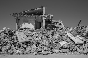 AMATRICE, ITALY – AUGUST 28: Buildings destroyed in Amatrice, in Italy on August 28, 2016. Italy was struck by a powerful, 6.2 magnitude earthquake in the night of August 24, 2016, which has killed about 297 people and devastated dozens of houses in the Lazio village of Amatrice, Pescara del Tronto and Accumoli.