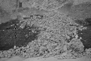 NORCIA, ITALY, NOVEMBER 2: Rubbles are seen in Norcia, Italy, on November 2, 2016. A 6.5 magnitude earthquake hit central Italy on October 30, 2016.