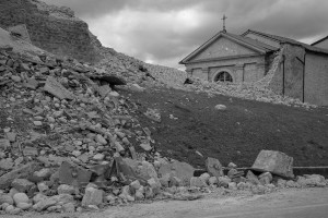 NORCIA, ITALY, NOVEMBER 2: The Saint Anthony church is seen partially collapsed in Norcia, Italy, on November 2, 2016. A 6.5 magnitude earthquake hit central Italy on October 30, 2016.