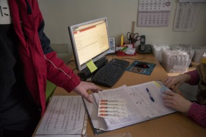 Tarmo, 33 years old and fentanyl addict from about twenty years, is seen inside Convictus center getting new syringes in Tallinn, Estonia on March 19, 2017. Convictus is a center which has been offering syringe exchange and social/psychological counseling to injecting drug addicts since 2003.