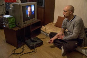 Aleksei, 46 years old is seen under the influence of fentanyl inside Igor’s house in Lasnamae district, an area where drug addicts usually go to inject fentanyl in Tallinn, Estonia on March 22, 2017.