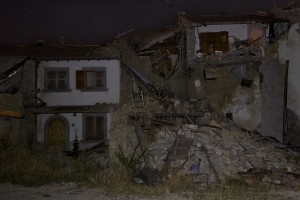 A collapsed building is seen almost one year after the earthquake in the village of Prato, central Italy on August 1, 2017. Italy was struck by a powerful 6.2 magnitude earthquake in the night of August 24, 2016 which has killed at least 297 people and devastated dozens of houses in the Lazio village of Amatrice and other Amatrice fractions.