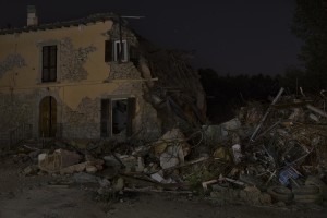 A collapsed building is seen almost one year after the earthquake in the village of Cascello, central Italy on August 1, 2017. Italy was struck by a powerful 6.2 magnitude earthquake in the night of August 24, 2016 which has killed at least 297 people and devastated dozens of houses in the Lazio village of Amatrice and other Amatrice fractions.