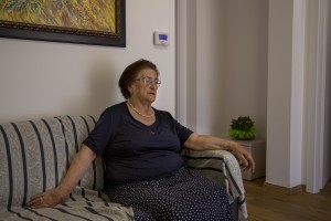 Concetta Renzi, 87 years old is portrayed inside the new house where she lives after her old one was destroyed by the earthquake of almost one year ago in the village of Amatrice, central Italy on August 1, 2017. Italy was struck by a powerful 6.2 magnitude earthquake in the night of August 24, 2016 which has killed at least 297 people and devastated dozens of houses in the Lazio village of Amatrice and other Amatrice fractions.