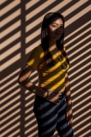 A girl is portrayed outside the MACBA museum in the Raval district in Barcelona, Spain on July 12, 2018. The Raval is one of the most multicultural and colorful neighborhoods in the city and it hosts numerous artists and galleries.