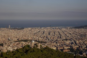 A general view of Barcelona fr​om Tibidabo mountain in Barcel​ona, Spain on July 6, 2018. Ti​bidabo is the tallest mountain​ in the Serra de Collserola. R​ising sharply to the north-wes​t, it has views over the city ​and the surrounding coastline.