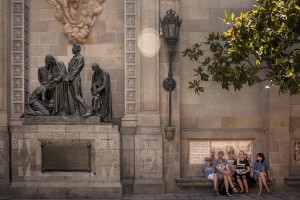 People are seen in the streets of Barcelona, in Spain on July 5, 2018.