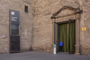 A guardian at the entrance of the “Convent del Angels” in the Raval district in Barcelona, Spain on July 12, 2018. The Raval is one of the most multicultural and colorful neighborhoods in the city and it hosts numerous artists and galleries.