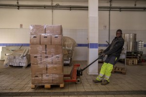 A man at work inside a store where canapa light is handled in Caivano, Southern Italy on September 26, 2018. According to the Italian law 242 approved in December 2016, the production and marketing of hemp in Italy is legal if cannabis has a content of THC (tetrahydrocannabinol, the active ingredient) which doesn’t exceed 0,6%.