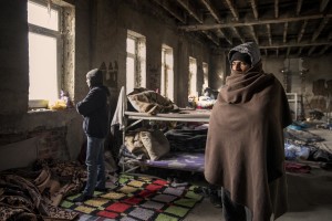 Migrants are seen inside an abandoned building where they took refuge in the outskirts of the Bosnian city of Bihać, Bosnia and Herzegovina on December 2, 2018.