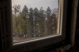 Afghans and Pakistanis migrants lined up during the food distribution near a park in Bihać, Bosnia and Herzegovina on December 2, 2018.