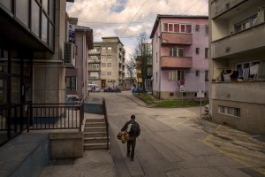 A migrant walks in the center of Bihać, Bosnia and Herzegovina on December 2, 2018.