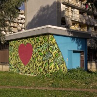 A mural realized by the street artist Gianluca “Raro” is seen in Scampia district, Naples, Italy on March 9, 2019.