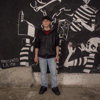 Francesco, 18 years old is portrayed inside the cultural center “Santa Fede Liberata” in Naples, Italy on April 10, 2019. He is very angry that street art is often associated with vandalism.