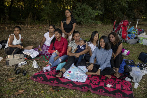 Family members of the players are seen during a match of “elle” in Naples, Italy on September 29, 2019. Every Sunday hundreds of people belonging to the Sri Lankan community in Italy gather in the “Real Bosco di Capodimonte” of Naples and play “elle”, a very popular Sri Lankan bat-and-ball game, often played in rural villages and urban areas.