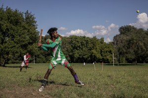A moment of a match of “elle” in Naples, Italy on September 29, 2019. Every Sunday hundreds of people belonging to the Sri Lankan community in Italy gather in the “Real Bosco di Capodimonte” of Naples and play “elle”, a very popular Sri Lankan bat-and-ball game, often played in rural villages and urban areas.